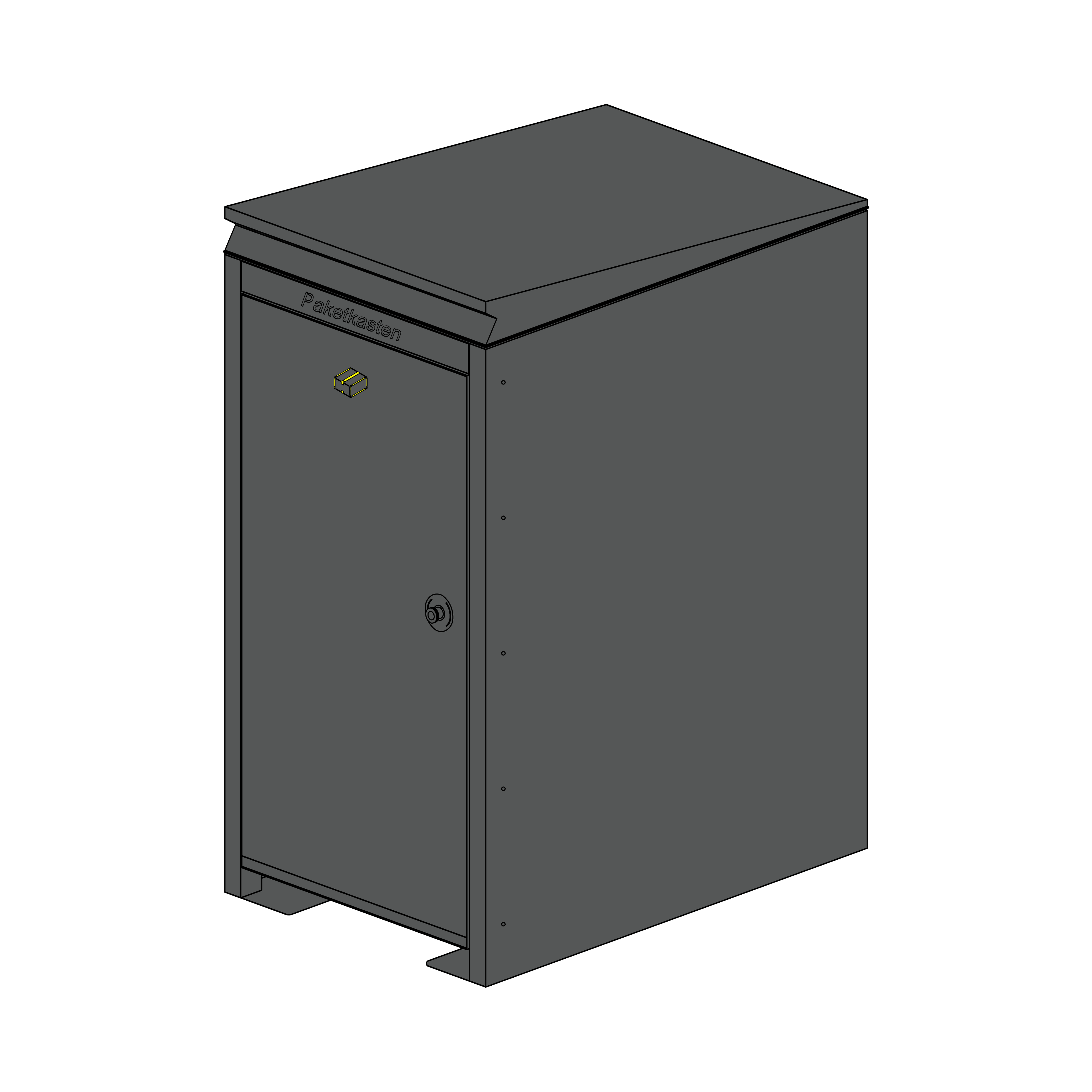 Kombination: 4 Mülltonnenboxen + Paketbox – RAL 7016 Feinstruktur matt