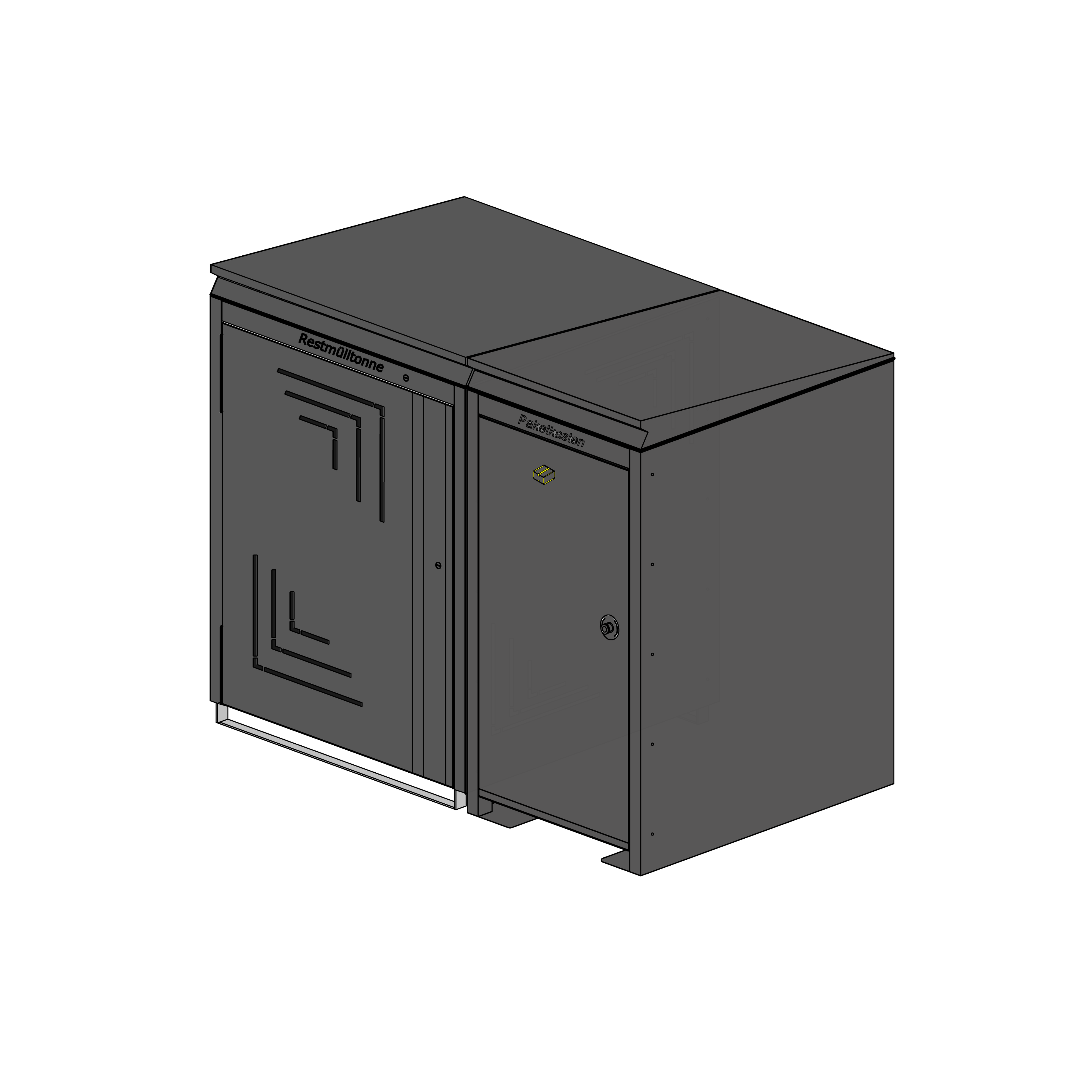 Kombination: 1 Mülltonnenbox + Paketbox – RAL 7016 Feinstruktur matt