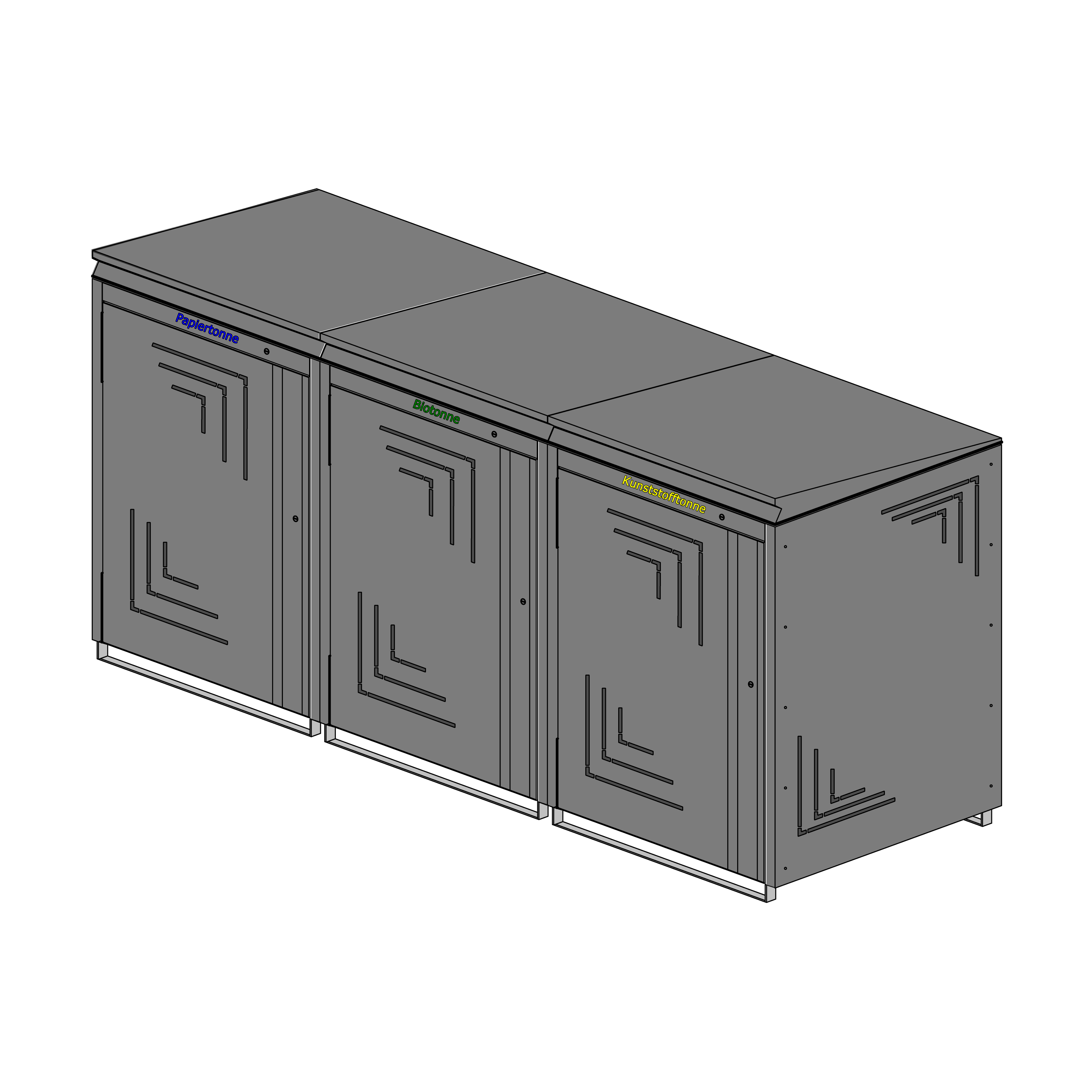 Mülltonnenbox 240 L – DB703 Feinstruktur matt – 3-fach