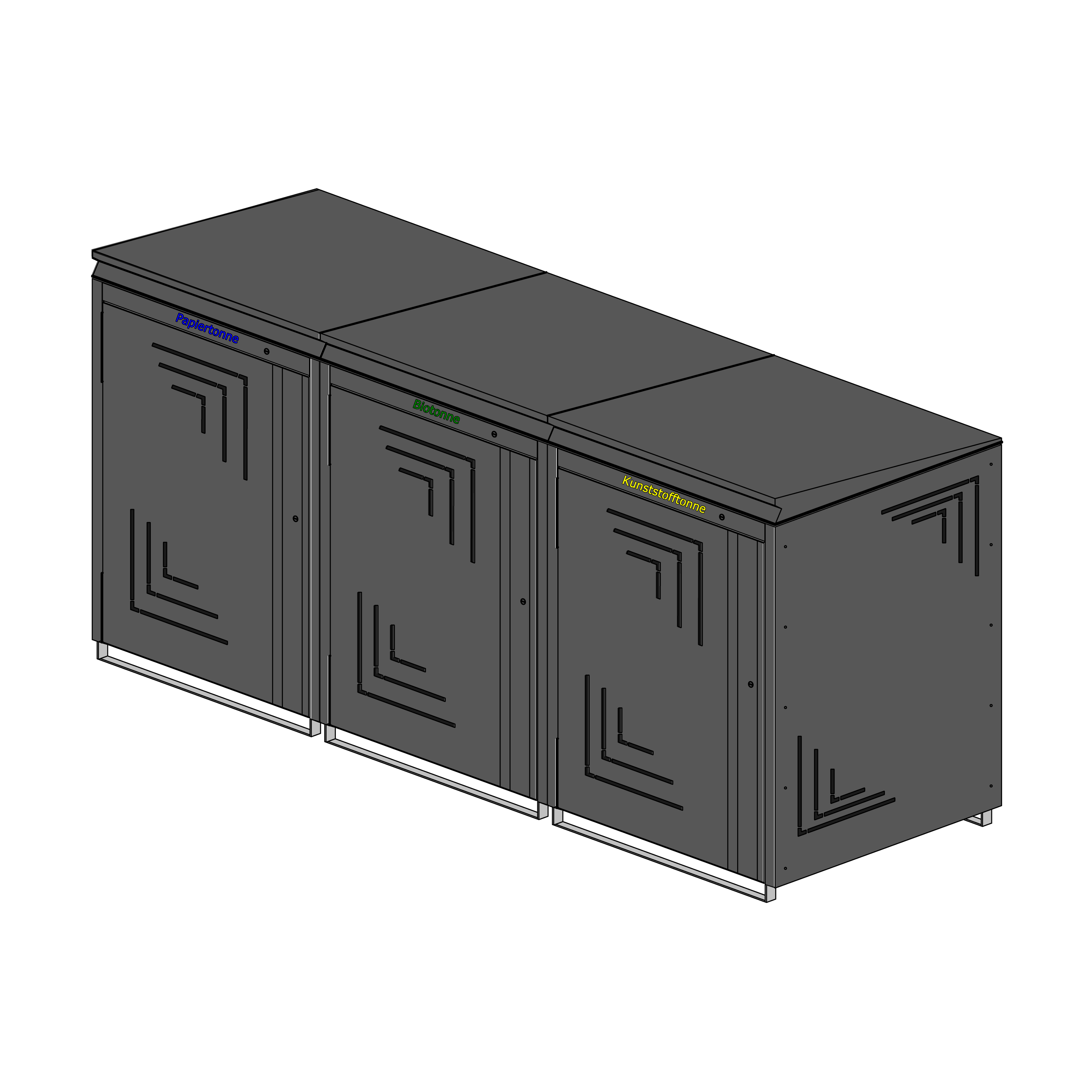 Mülltonnenbox 240 L – RAL 7016 Feinstruktur matt – 3-fach