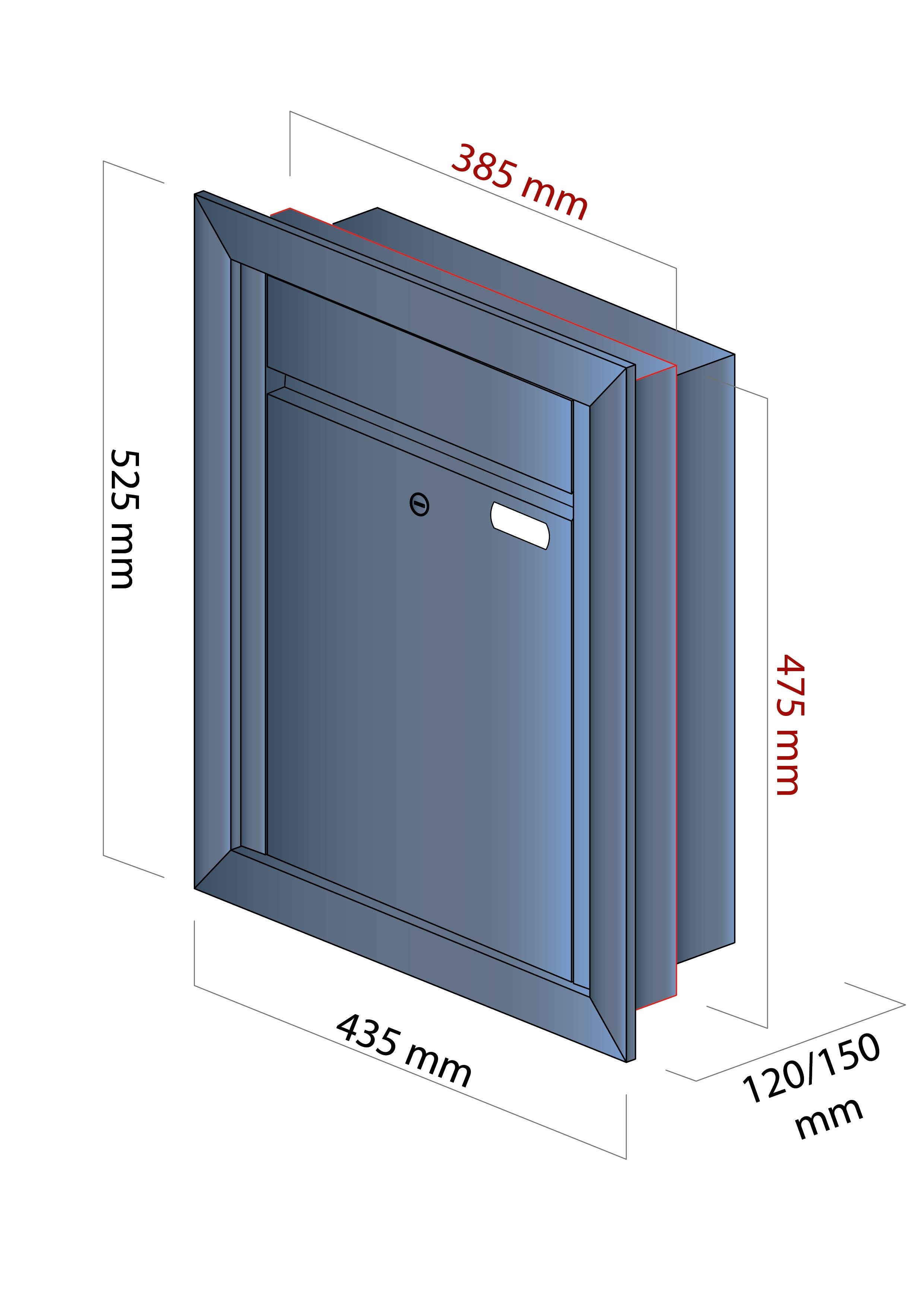 Mauerbriefkasten 61.1 Hochformat