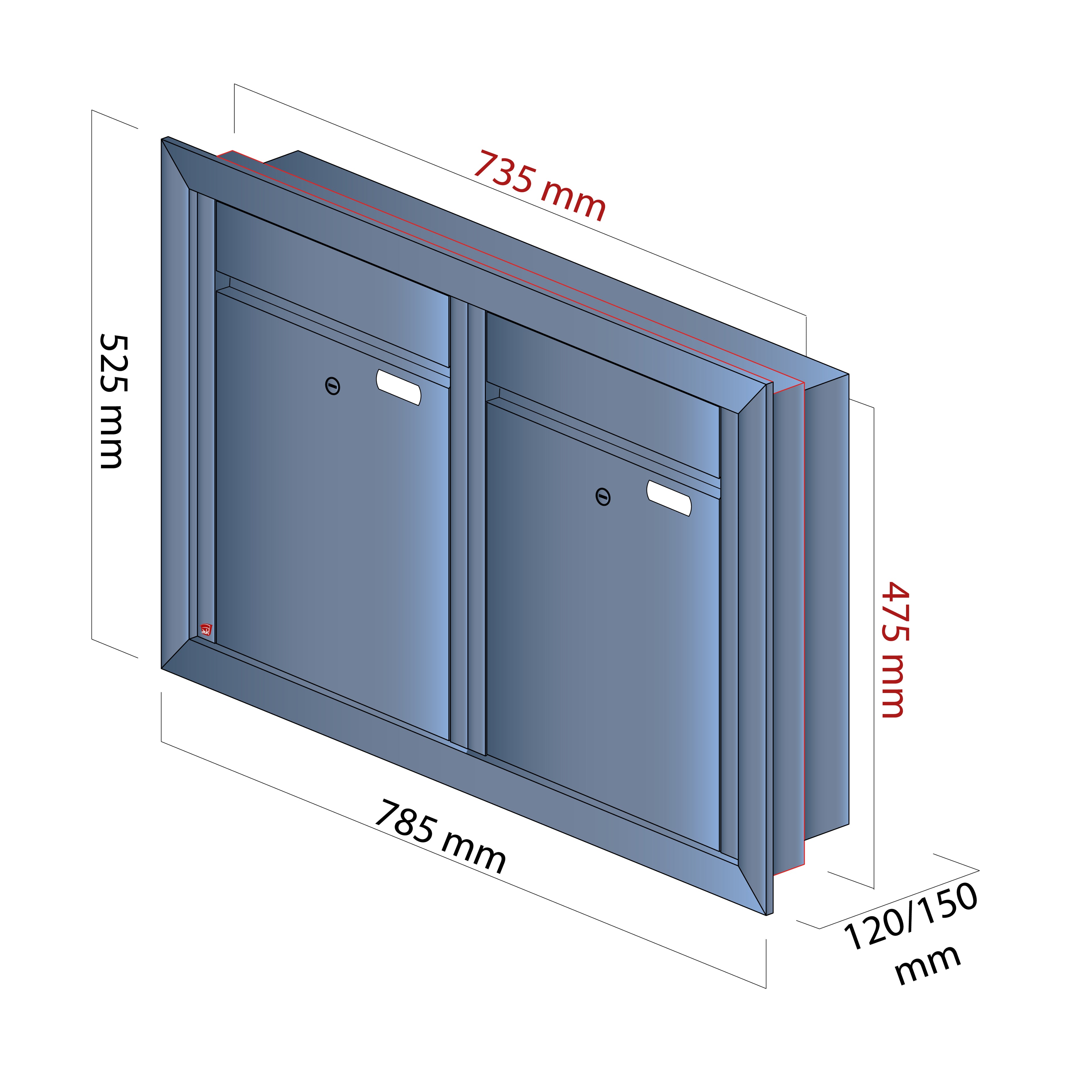 Mauerbriefkasten 61.2 Hochformat