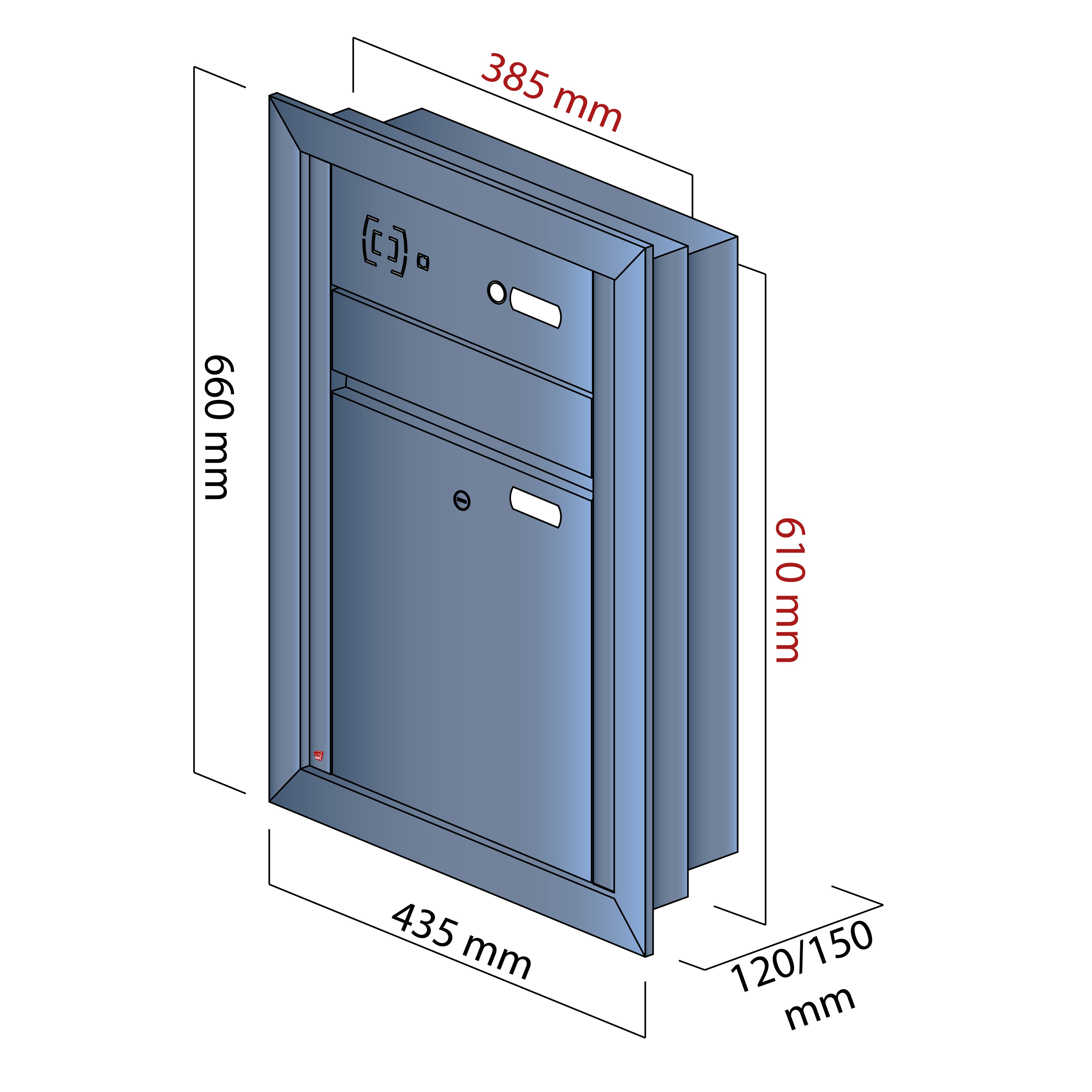 Mauerbriefkasten 62.1 Hochformat