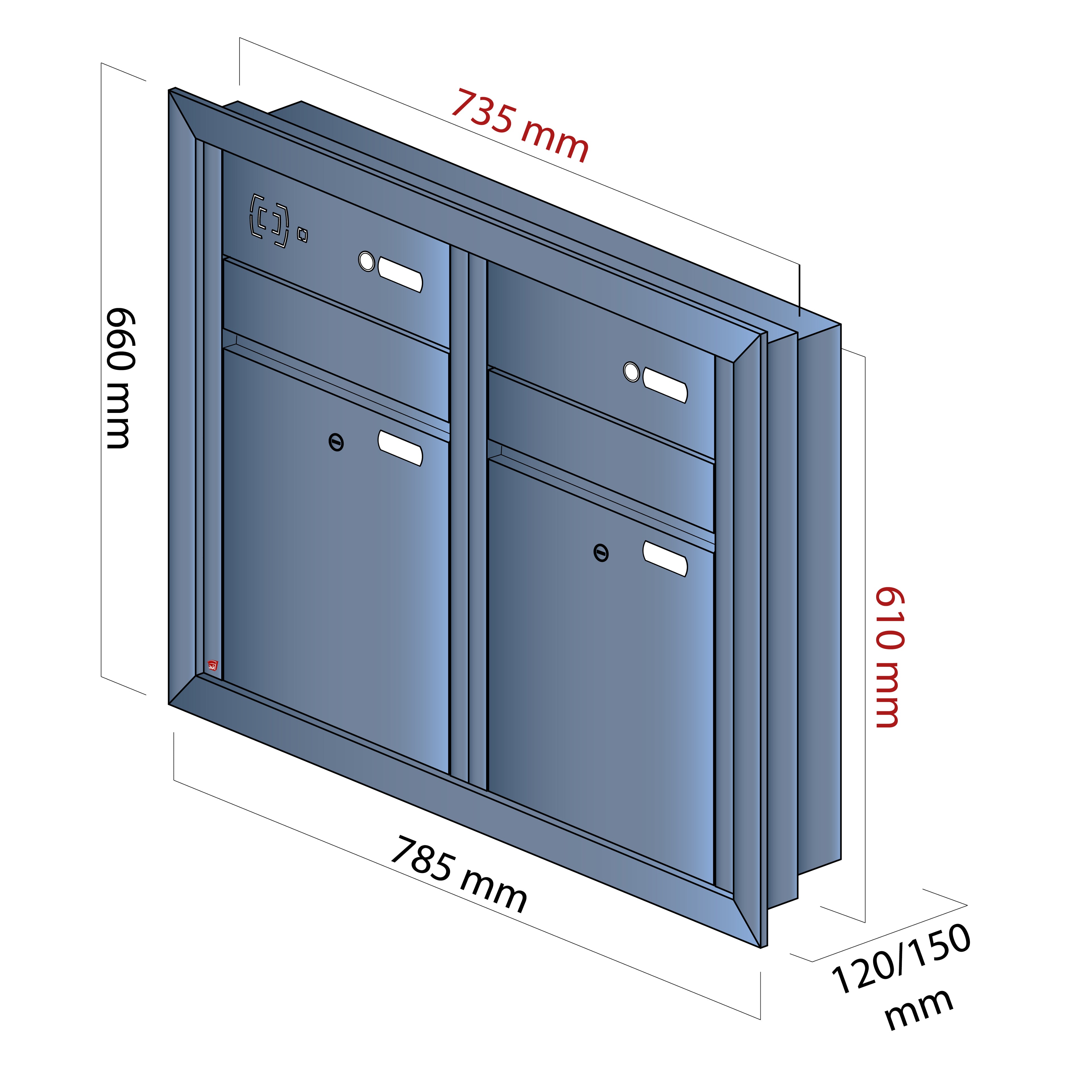 Mauerbriefkasten 62.2 Hochformat