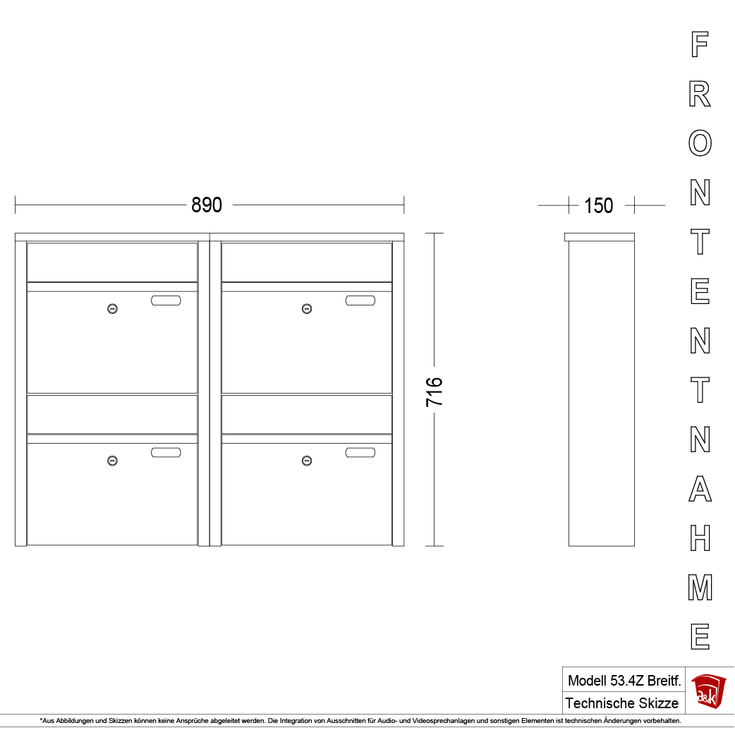 Briefkastenanlage 53.4Z Breitformat