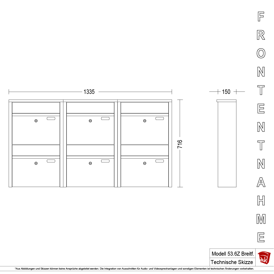 Briefkastenanlage 53.6Z Breitformat