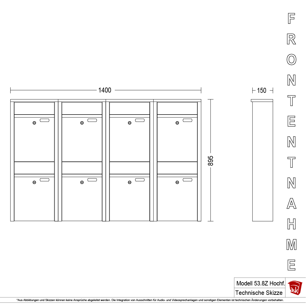 Briefkastenanlage 53.8Z Hochformat