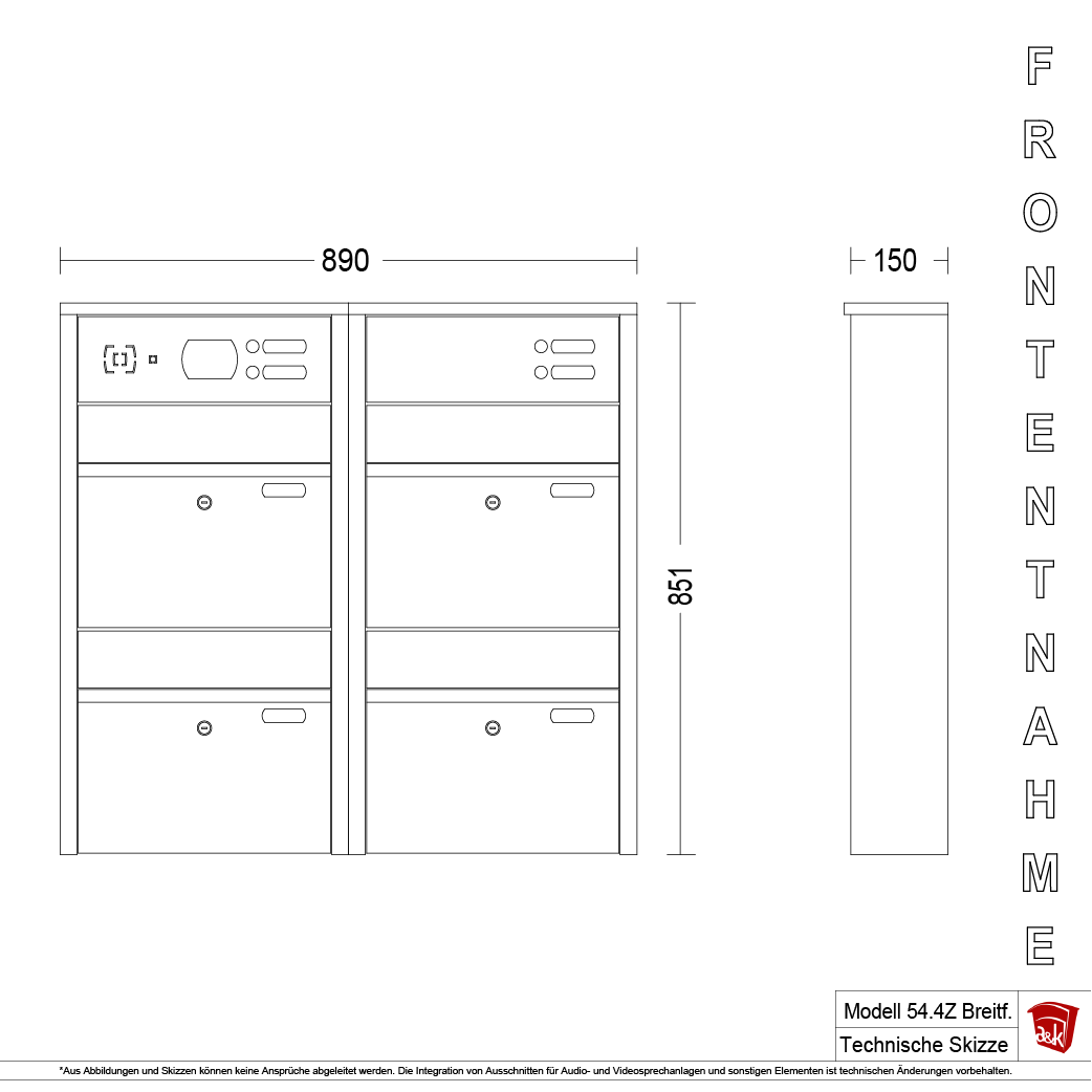 Briefkastenanlage 54.4Z Breitformat