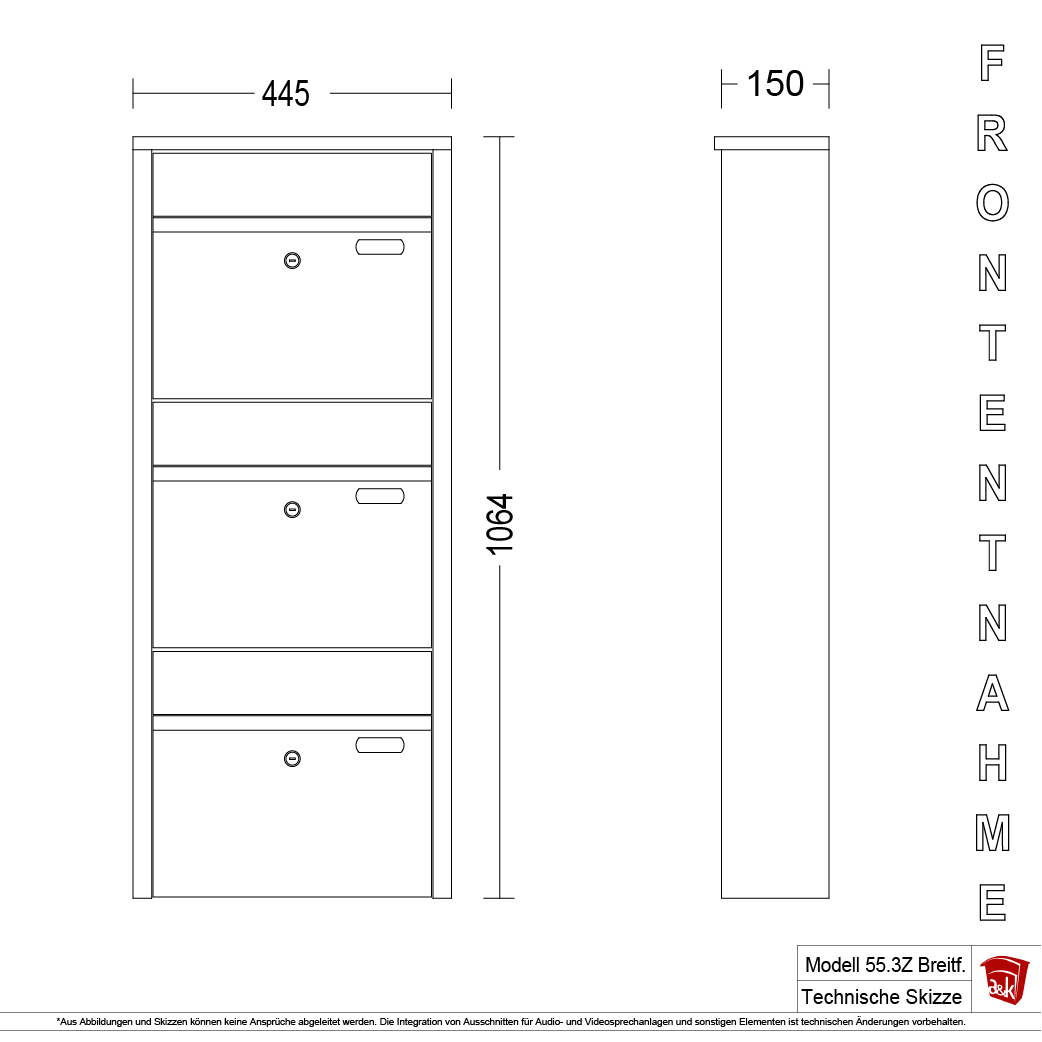 Briefkastenanlage 55.3Z Breitformat