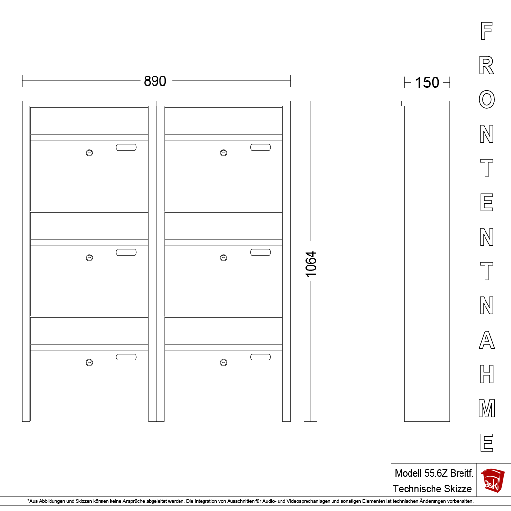Briefkastenanlage 55.6Z Breitformat