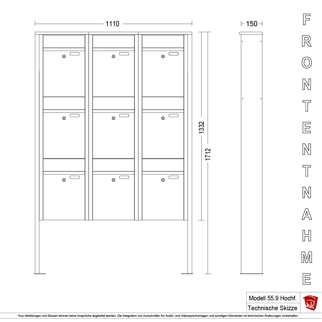 Briefkastenanlage 55.9 Hochformat