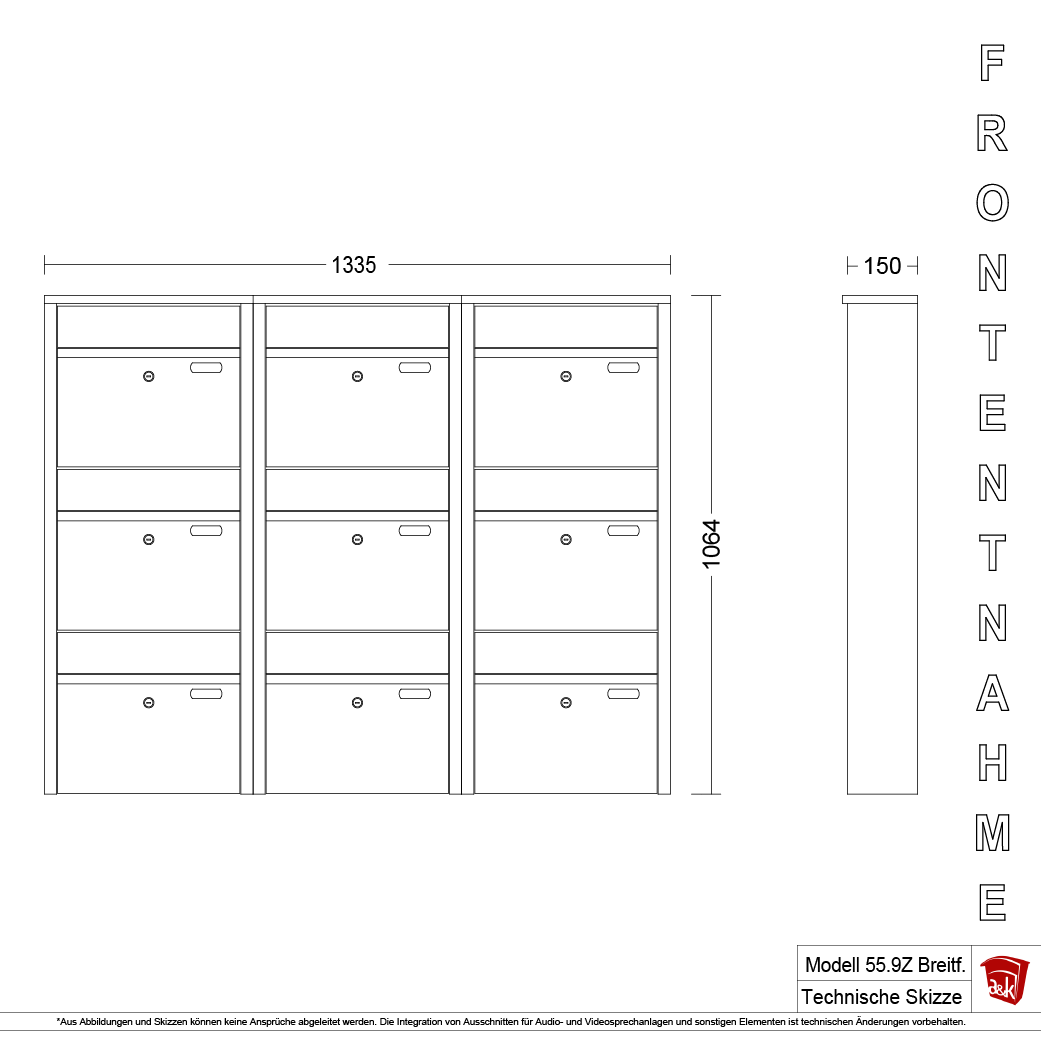 Briefkastenanlage 55.9Z Breitformat