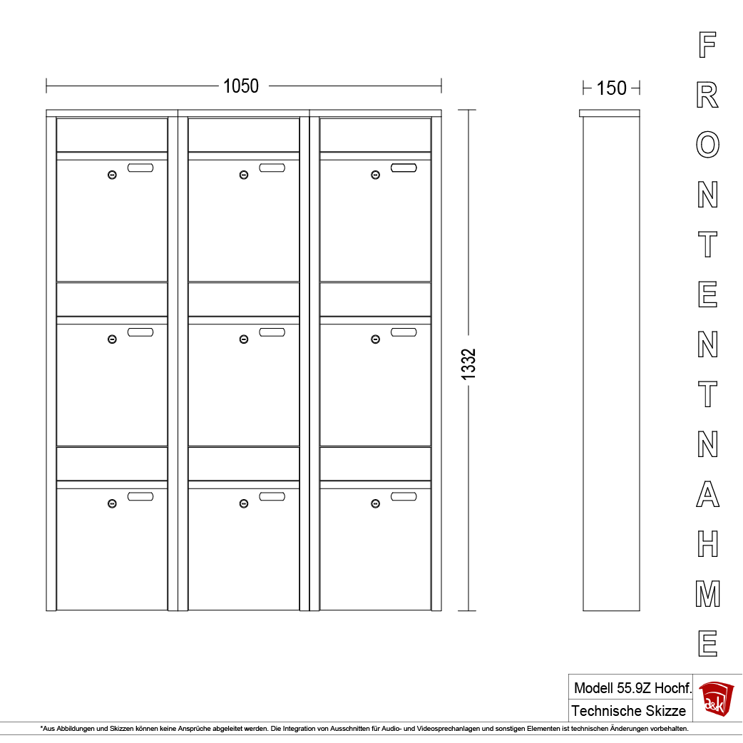 Briefkastenanlage 55.9Z Hochformat