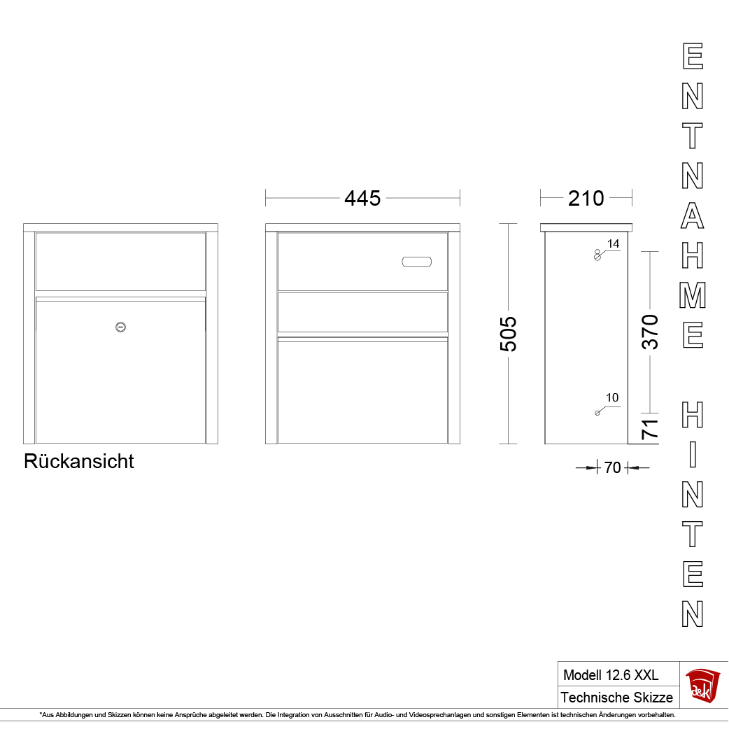 Durchwurfbriefkasten 12.6XXL
