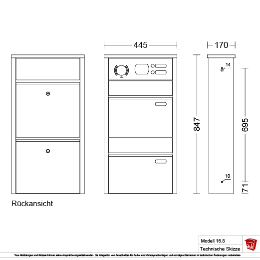 Durchwurfbriefkasten 16.8