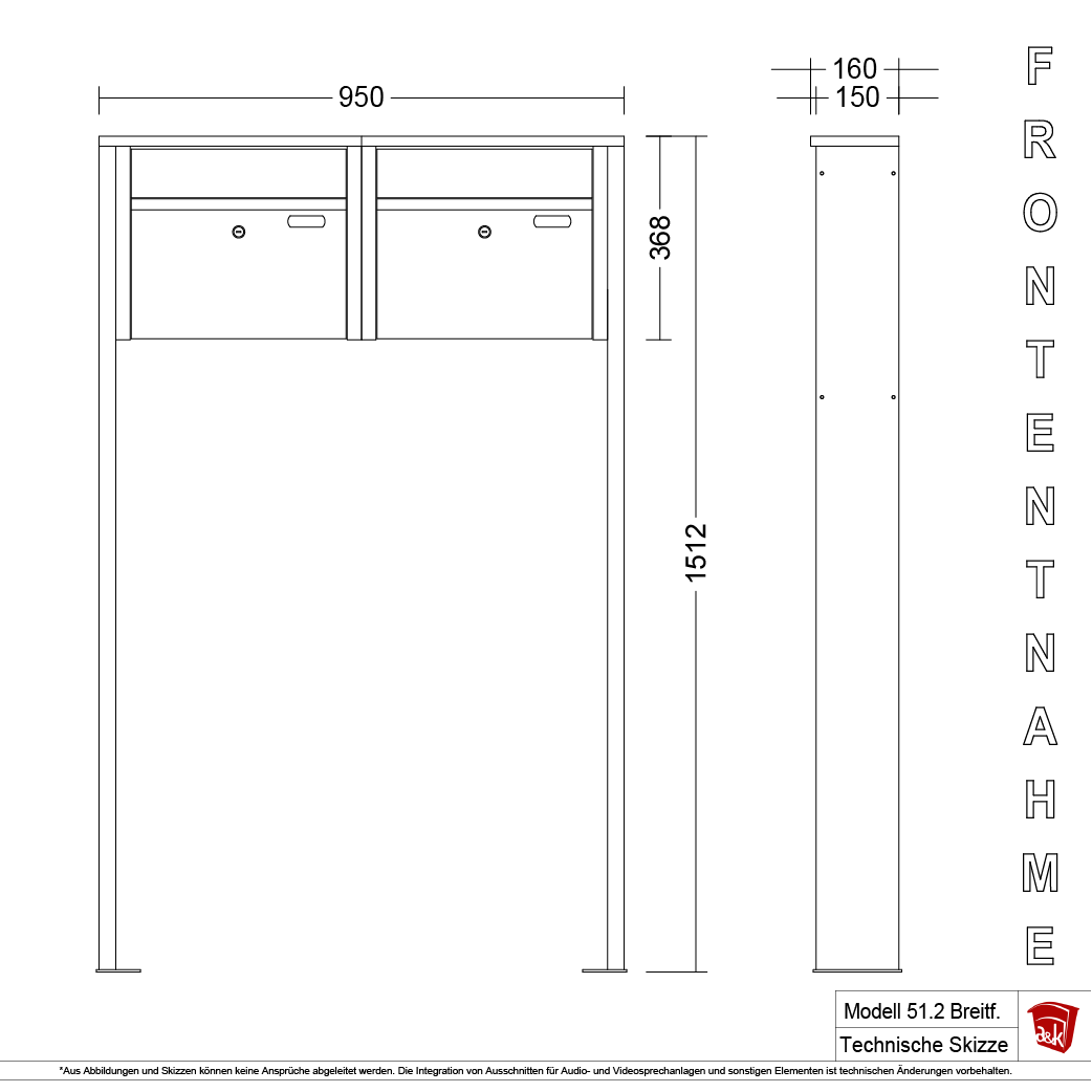 Briefkastenanlage 51.2 Breitformat