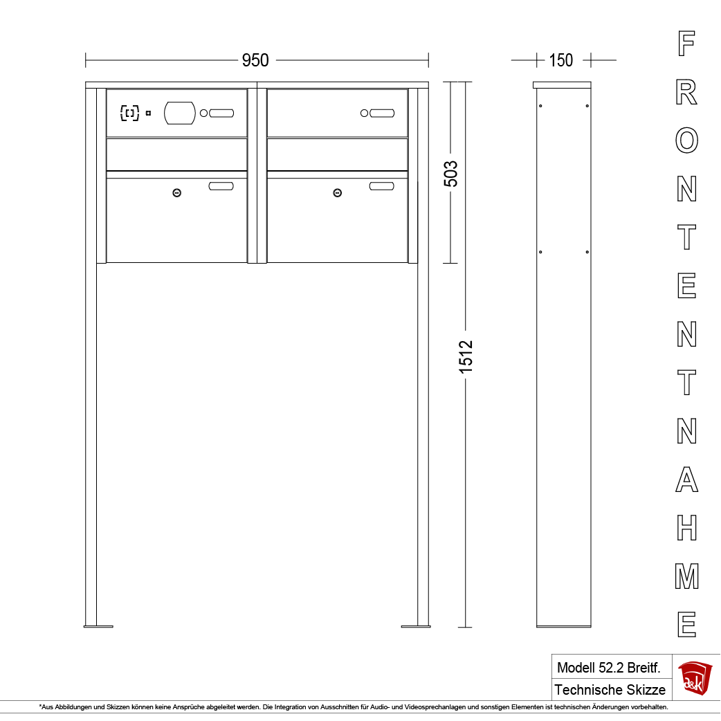 Briefkastenanlage 52.2 Breitformat