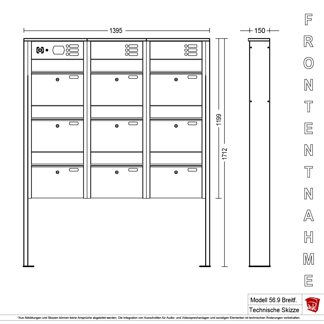 Briefkastenanlage 56.9 Breitformat