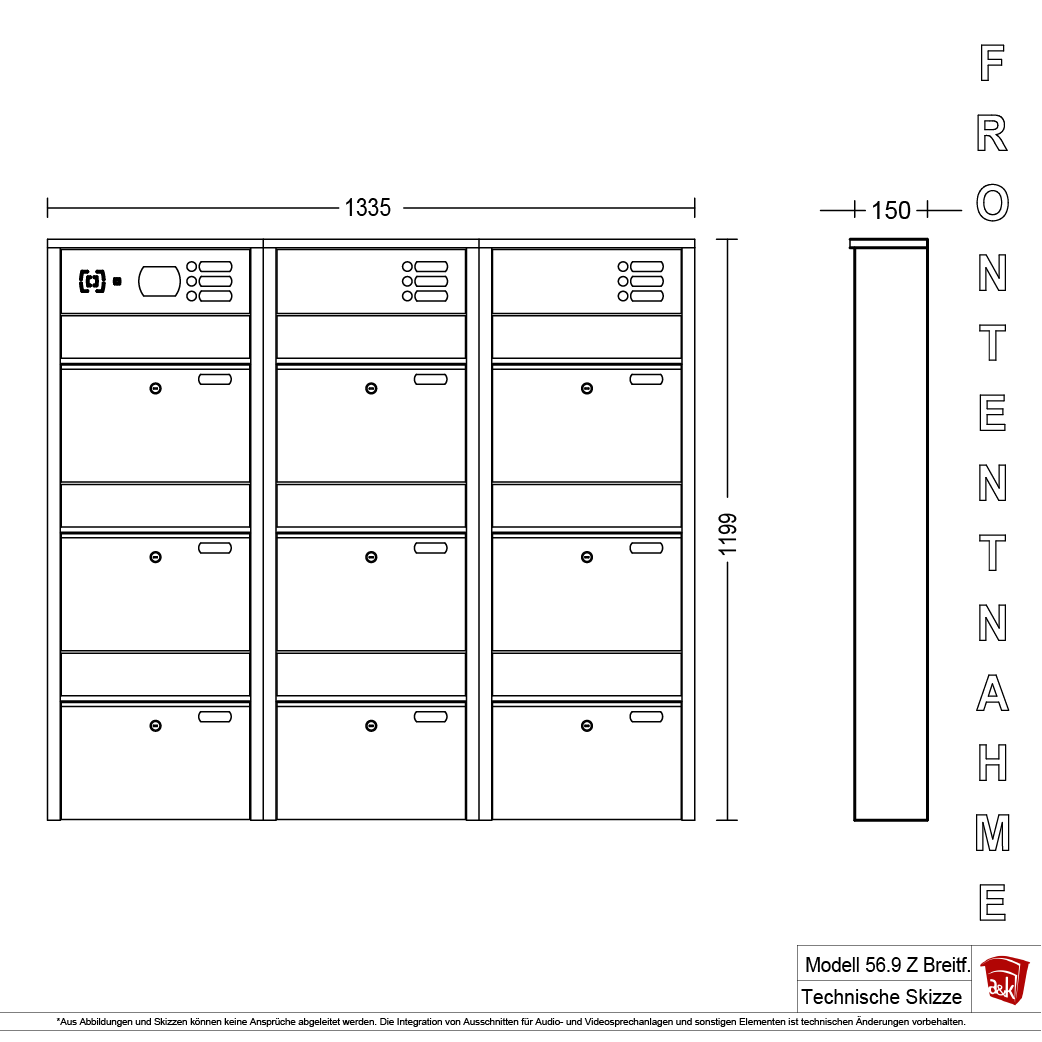 Briefkastenanlage 56.9Z Breitformat